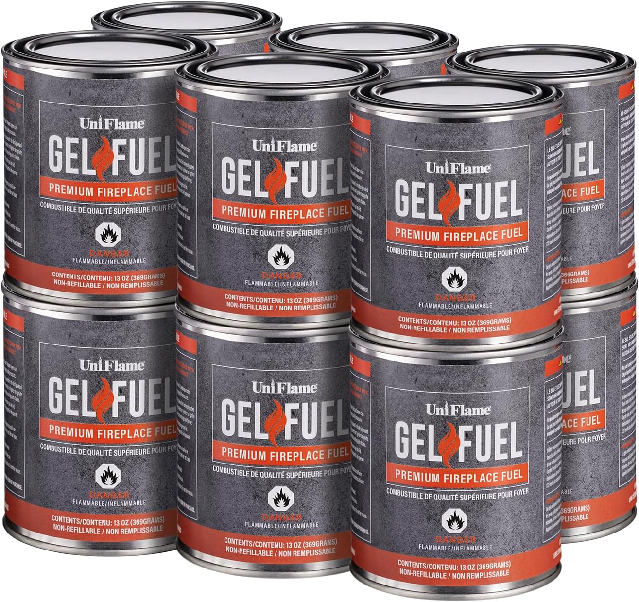 Gel Fuel, Premium Fireplace Fuel 13oz. Cans (12 Pack) | UniFlame, image size:1315x1239