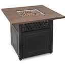 Endless Summer 38 in. DualHeat "The Donovan" Square Steel & Concrete Resin LP Gas Fire Pit with Hand Painted Wood Grain Mantel