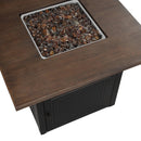Endless Summer 38 in. DualHeat "The Donovan" Square Steel & Concrete Resin LP Gas Fire Pit with Hand Painted Wood Grain Mantel