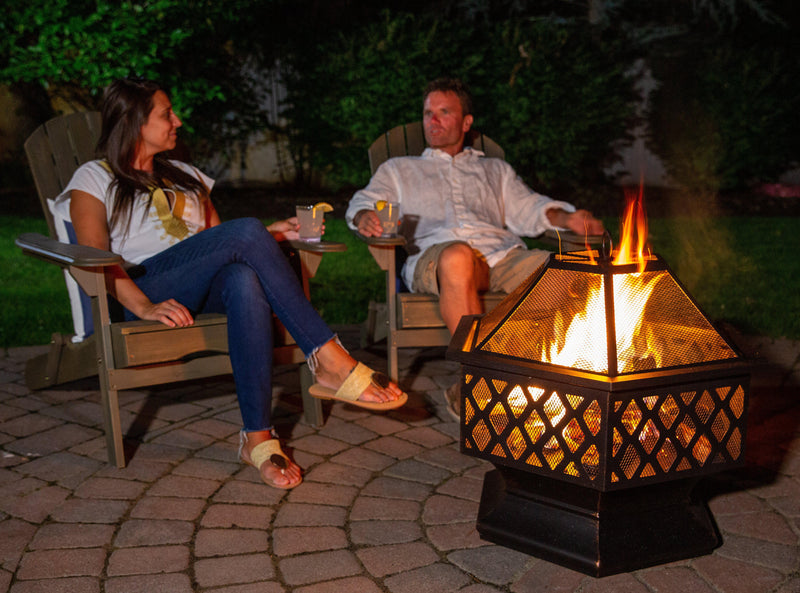 Endless Summer 24 in. Hex Shaped Outdoor Fire Bowl with Lattice, Oil Rubbed Bronze