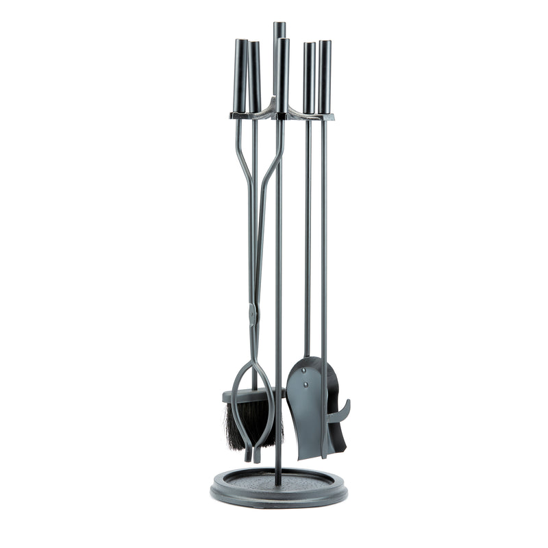 UniFlame 5 Piece Black Finish Fireset with Cylinder Handles
