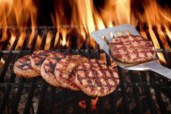 Burgers on grill