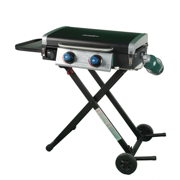 Razor 2 Burner Portable Propane Gas Griddle with Lid and Folding Cart