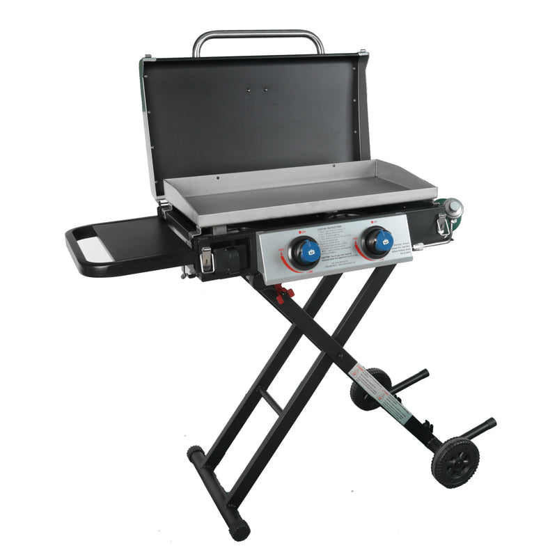 Razor 2-Burner Portable Propane Gas Griddle with Lid and Folding Cart