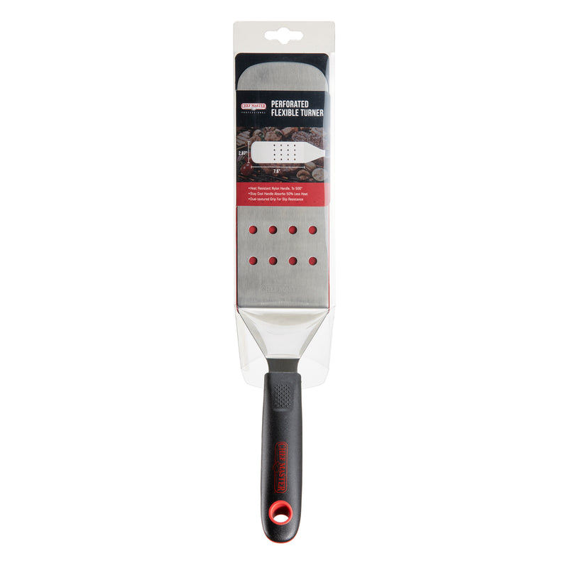 Chef Master High Heat Perforated Flexible Turner Spatula, 7.6" x 2.87" Blade