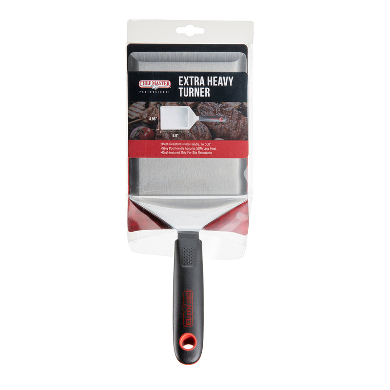 Chef Master High Heat Extra Heavy Turner Spatula, 5.9" x 4.96" Blade
