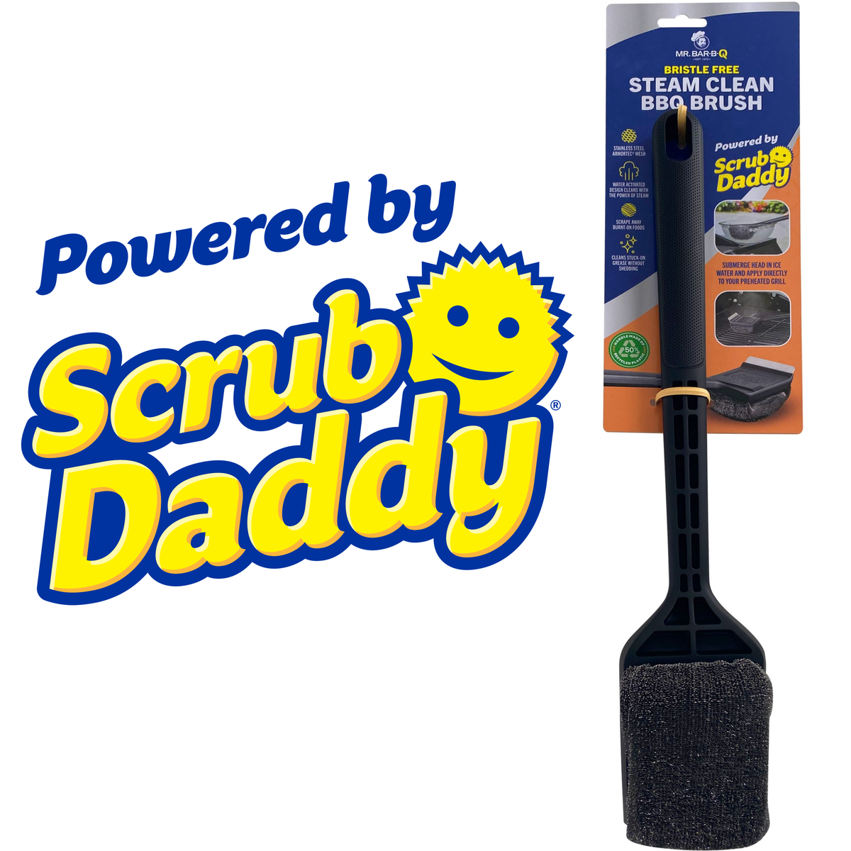 Mr. Bar B Q Steam Clean BBQ Brush Powered by Scrub Daddy