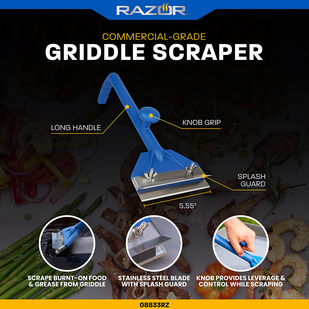 Grill Scraper Razor Commercial Grade Griddle Scraper With Plastic Handle | Razor
