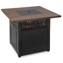 Endless Summer 38 in. DualHeat "The Donovan" Square Steel & Concrete Resin LP Gas Fire Pit with Hand Painted Wood Grain Mantel