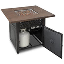 Endless Summer 38 in. DualHeat "The Donovan" Square Steel & Concrete Resin LP Gas Fire Pit with Hand Painted Wood Grain Mantel