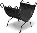 Deluxe Black Wrought Iron Log Holder with Canvas Carrier | UniFlame