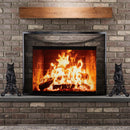 Black Cast Iron Cat Andirons with Reflective Glass Eyes | UniFlame