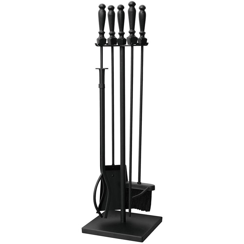 Uniflame 5 Piece Black Wrought Iron Fireset with Ball Handles