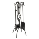 5-Piece Black Wrought Iron Fireplace Tools Set with Center Weave and Crook Handles | UniFlame