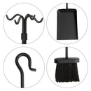 5-Piece Black Wrought Iron Fireplace Tools Set with Center Weave and Crook Handles | UniFlame