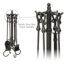 5-Piece Black Wrought Iron Fireplace Tools Set with Heavy Crook Handles | UniFlame