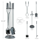 5-Piece Black Finish Fireplace Tools Set with Cylinder Handles | UniFlame