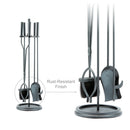 5-Piece Black Finish Fireplace Tools Set with Cylinder Handles | UniFlame