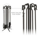 5-Piece Black Wrought Iron Fireplace Tools Set with Crook Handles | UniFlame
