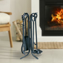 5-Piece Black Rustic Mini Fireplace Tools Set with Crook Handles | UniFlame