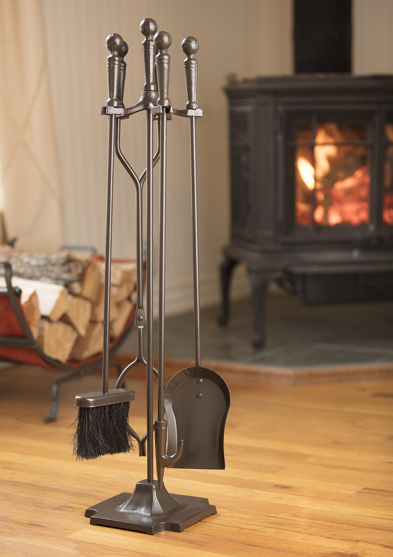 UniFlame 5pc Bronze Fireset with Ball Handles and Pedestal Base