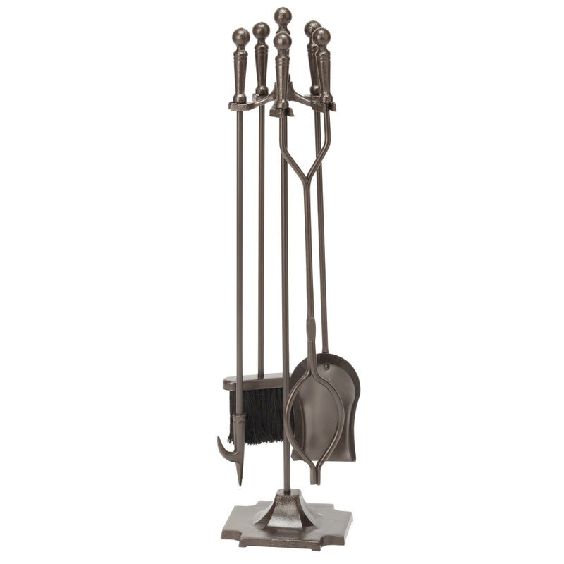 UniFlame 5pc Bronze Fireset with Ball Handles and Pedestal Base