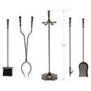 5-Piece Bronze Fireplace Tools Set with Ball Handles and Pedestal Base | UniFlame