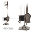 5-Piece Bronze Fireplace Tools Set with Ball Handles and Pedestal Base | UniFlame