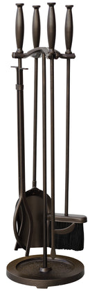 5-Piece Bronze Finish Fireplace Tools Set with Cylinder Handles | UniFlame