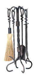 5-Piece Antique Rust Finish Wrought Iron Toolset with Twist Handles | UniFlame