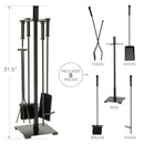 5-Piece Black Craftsman Fireplace Tools Set with Cylinder Handles | UniFlame