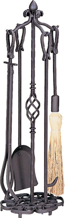 5-Piece Bronze Finish Heavyweight Fireplace Tools Set with Horseshoe Handles | UniFlame