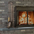 5-Piece Antique Copper Hammered Finish Fireplace Tools Set with Crook Handles | UniFlame