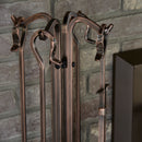 5-Piece Antique Copper Hammered Finish Fireplace Tools Set with Crook Handles | UniFlame