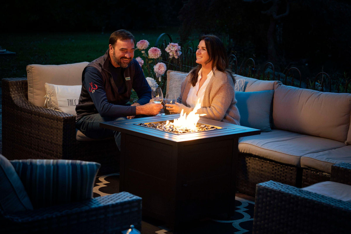 30-Inch Square Propane Gas Fire Pit Table with Steel Mantel | Endless