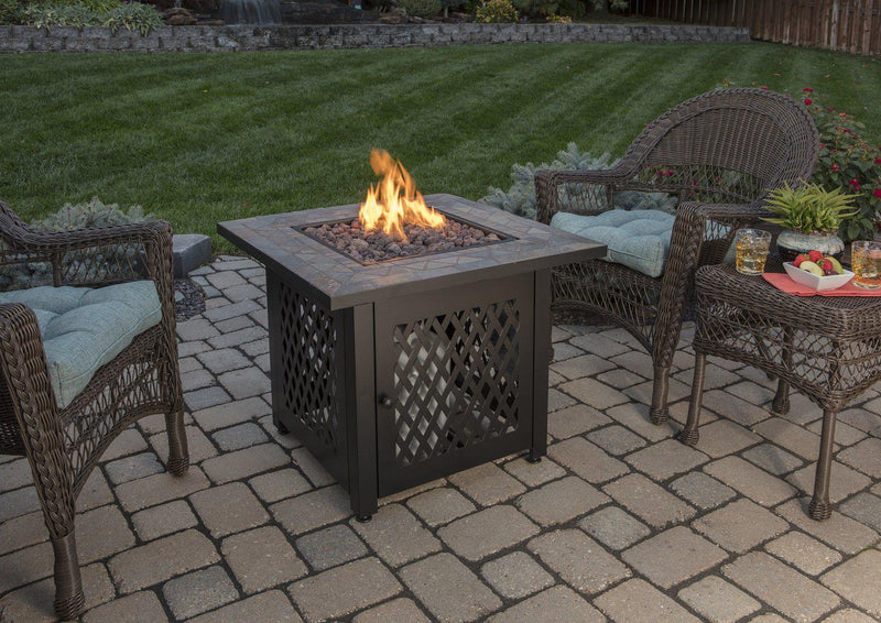 Endless Summer 30 in. LP Gas Outdoor Fire Pit with Slate Tile Mantel