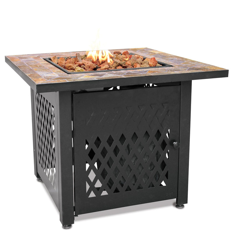 Endless Summer 30 in. LP Gas Outdoor Fire Pit with Slate Tile Mantel