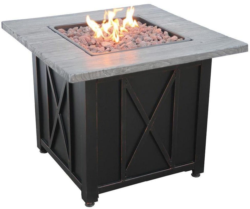 Endless Summer 30 in. LP Gas Outdoor Fire Pit with Weathered Wood Grain Printed Mantel