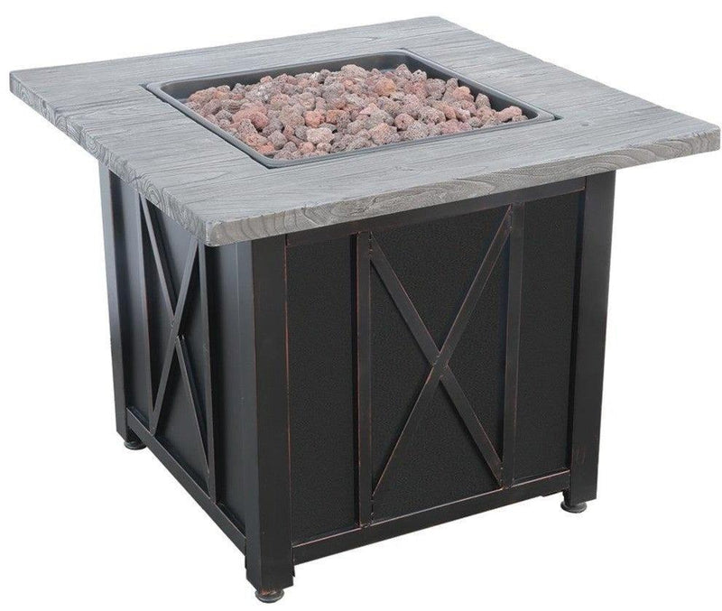 Propane Gas Fire Pit 30 in., Weathered Wood Grain Printed Mantel - Endless Summer