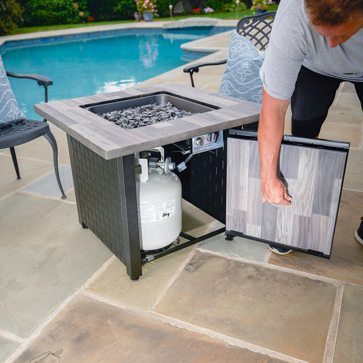 30-Inch Square Propane Gas Fire Pit Table 