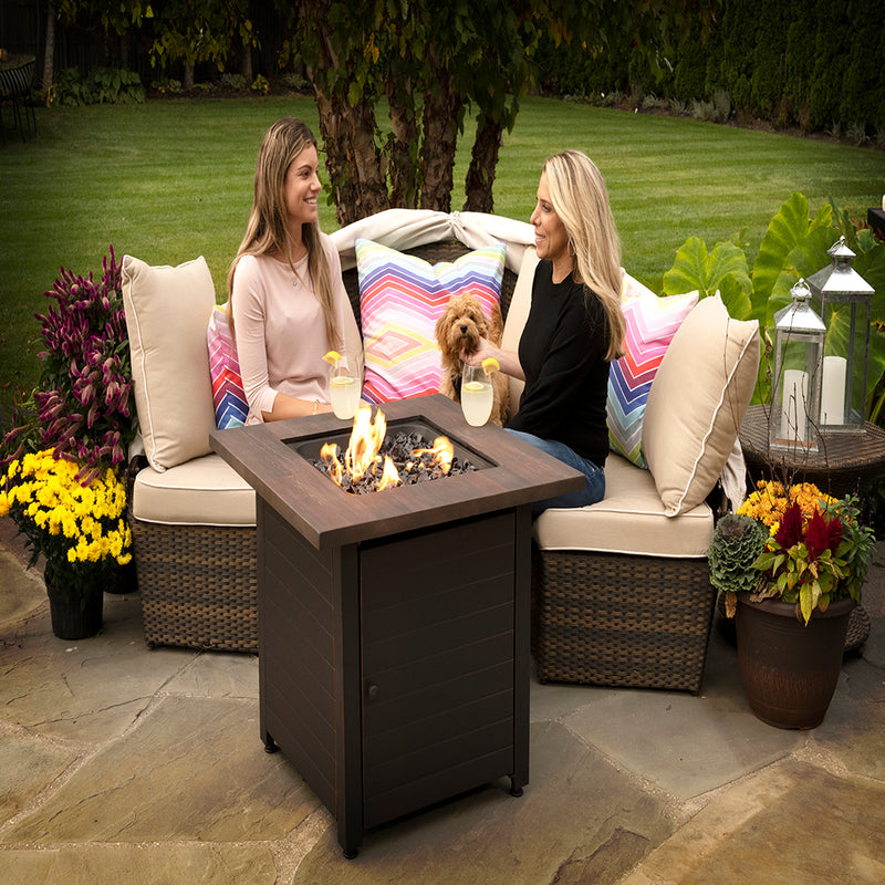 The Spencer, Gas Fire Pit 30 in., Square Steel Frame - Endless Summer