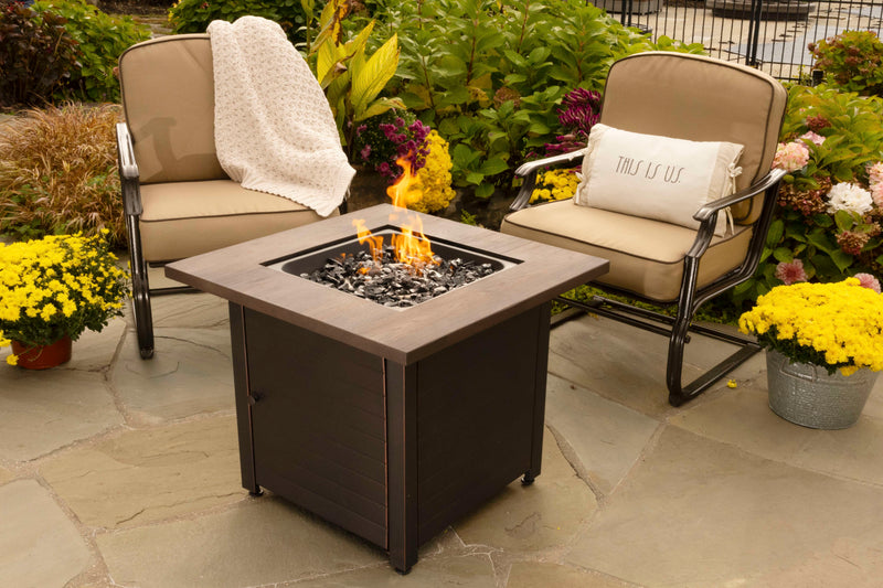 The Spencer, Gas Fire Pit 30 in., Square Steel Frame - Endless Summer