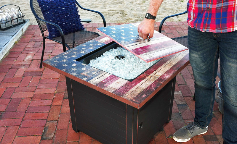 The Liberty, Gas Fire Pit 30 in., American Flag Mantel - Endless Summer