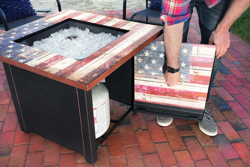 The Liberty, Gas Fire Pit 30 in., American Flag Mantel - Endless Summer