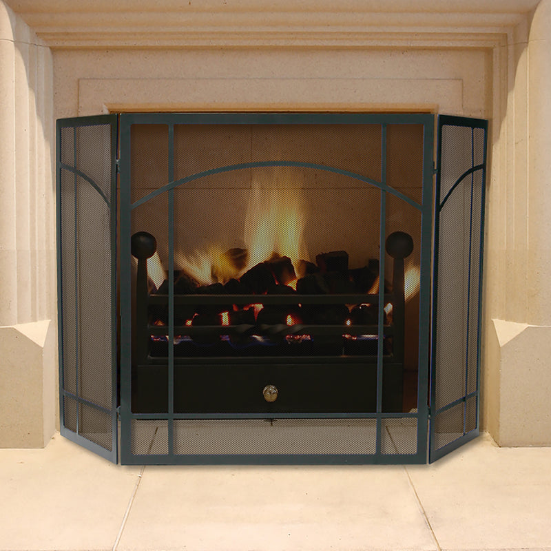 UniFlame 3 Panel Black Wrought Iron Screen - Mission Design