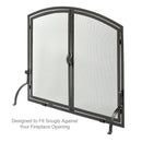 Single Panel Black Wrought Iron Screen with Doors | UniFlame