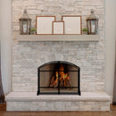 Single Panel Black Wrought Iron Arch Top Screen with Doors | UniFlame