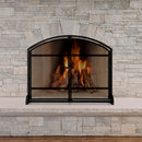 Single Panel Black Wrought Iron Arch Top Screen with Doors | UniFlame