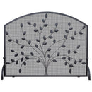 Single Panel Black Wrought Iron Screen with Leaf Design | UniFlame