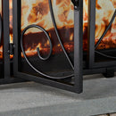 Single Panel Black Wrought Iron Ornate Screen with Doors | UniFlame